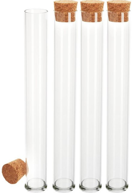VBS Reagenzgläser aus Glas mit Korken, 4 Stück, transparent, Höhe: 20 cm - Bild 1