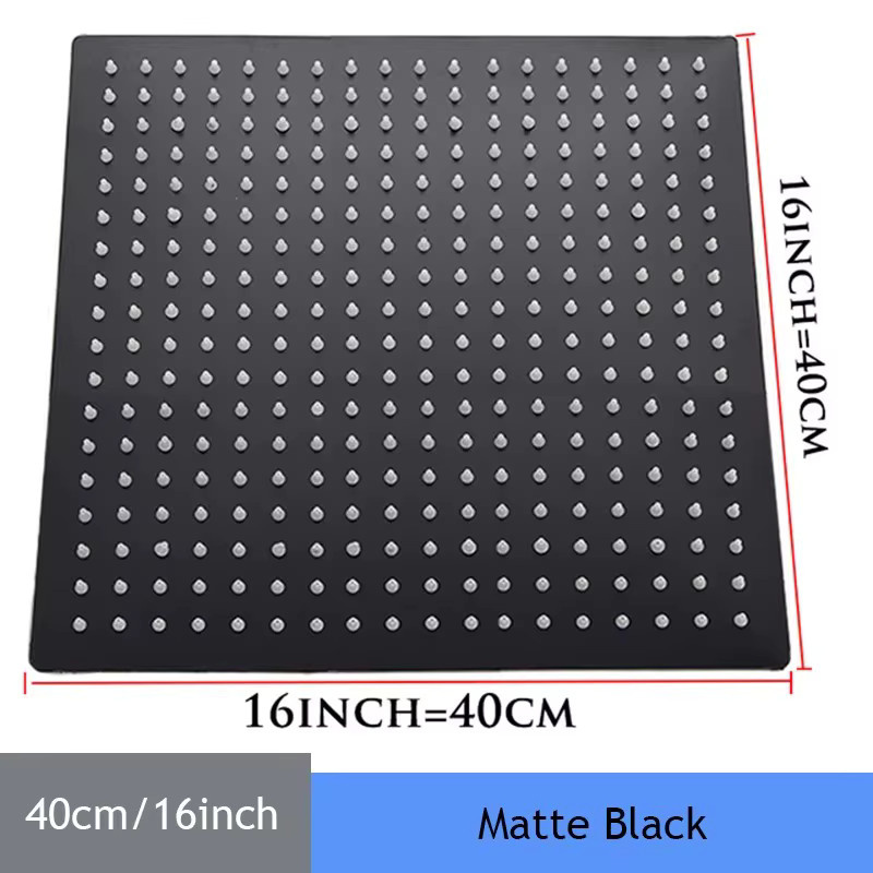 Wanmivezlo Quadratischer Regenduschkopf aus Edelstahl in Schwarz, B/T/H: 40 x 40 x 1,3 cm - Bild 3