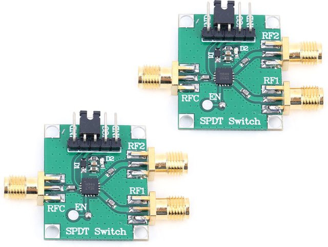 Qiilu HF-Schaltmodul 3-5 V, einpolige Doppelwurfplatine mit 50 Ohm Impedanz und SMA-Schnittstelle, grün - Bild 1