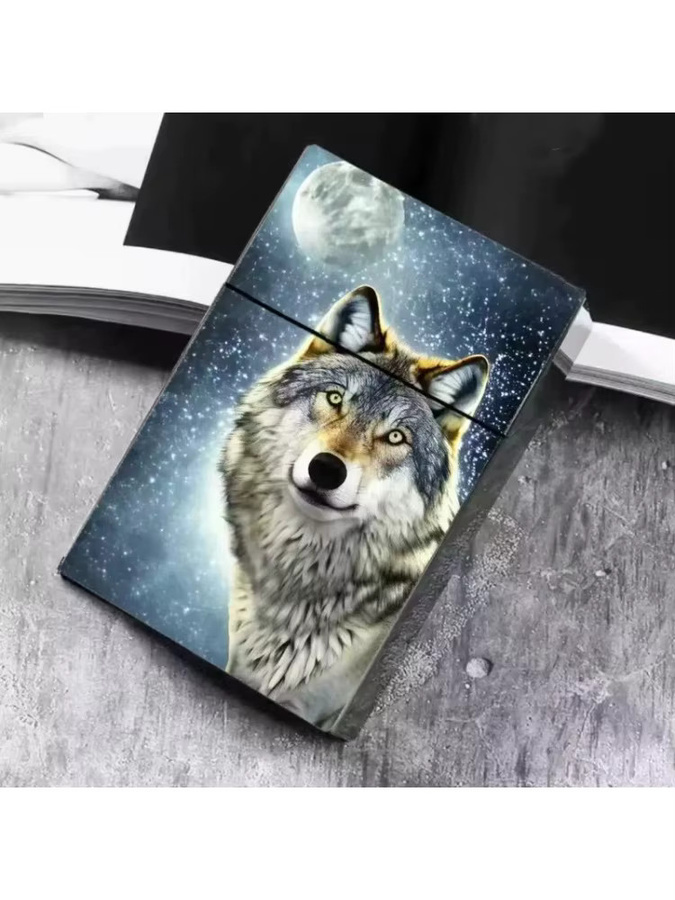 Personalisierte Zigarettenbox von KeYi mit Mächtigem Wolfskopf, Versiegelte Aufklappbare Zigarettenschachtel für 20 Zigaretten, Multicolor - Bild 2