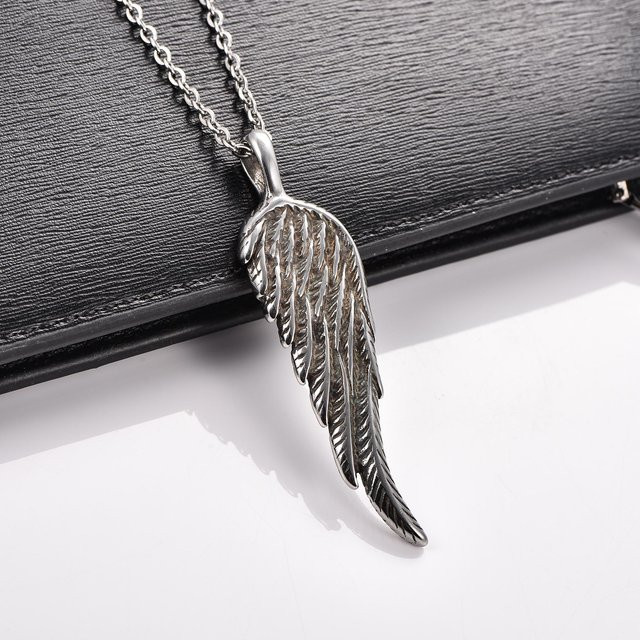 YULIN Anhänger Halskette, Edelstahl, Engel Flügel, Silber, Unisex - Bild 1