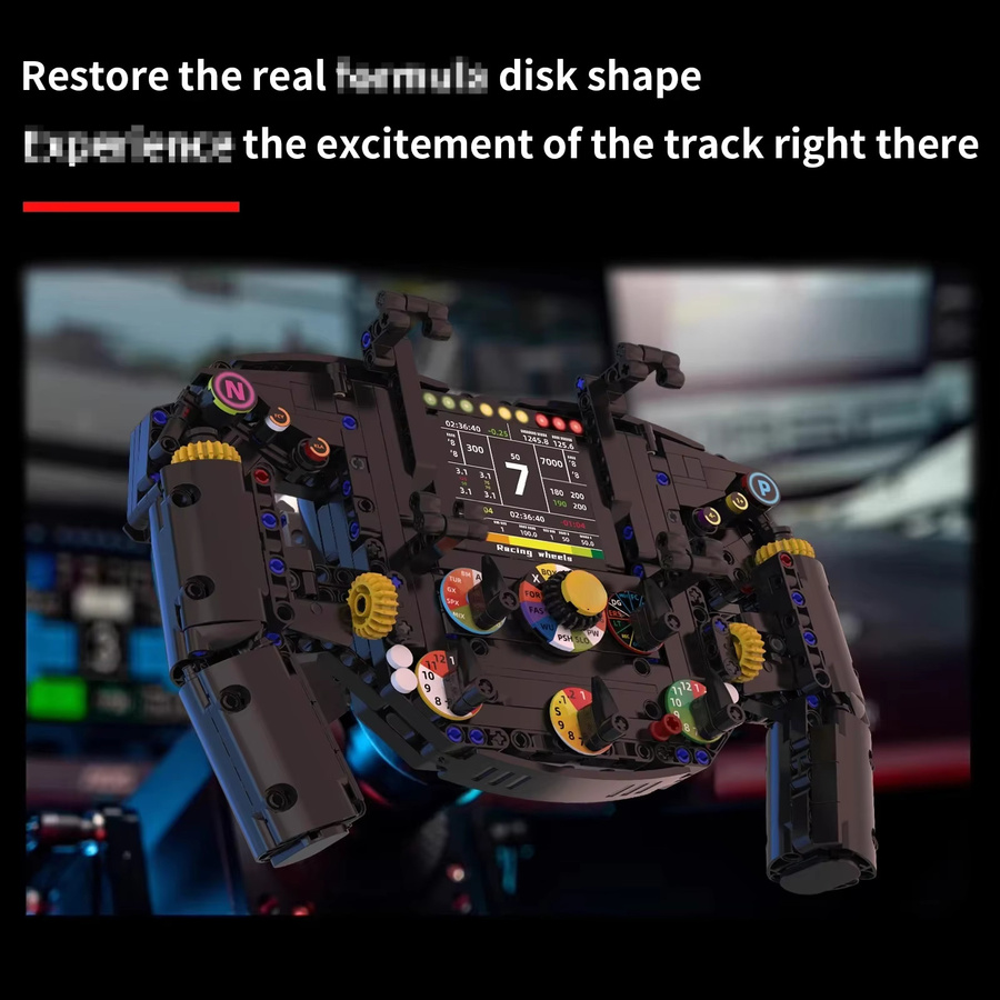 stemedu Kreative Lenkrad Bausteine Simulation Racing Räder Modell, mit Handy Halter, ab 6 Jahren - Bild 2