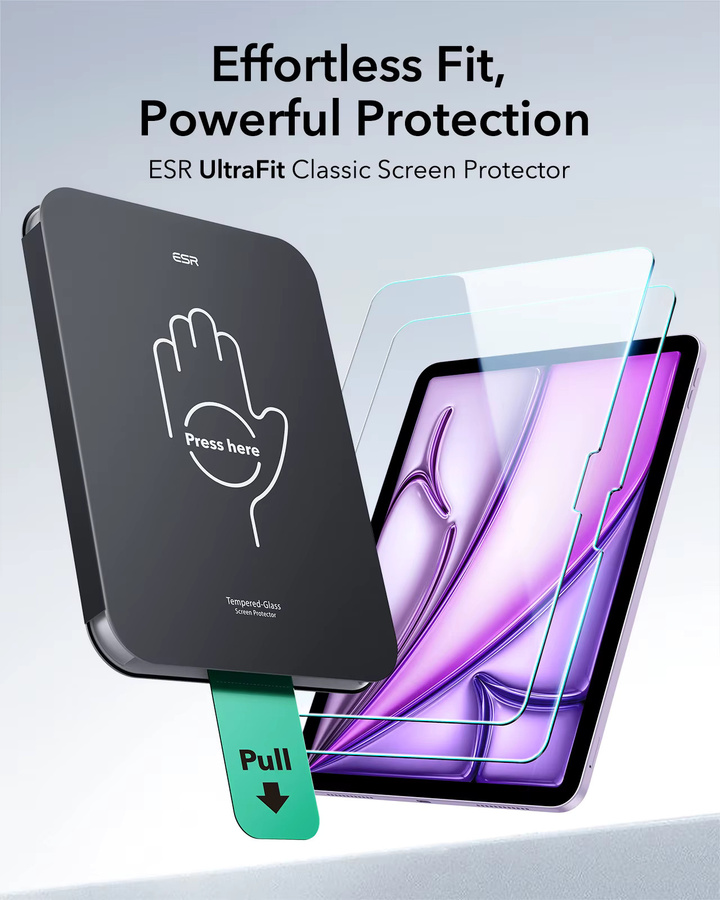 ESR 2er-Pack Displayschutzfolie aus gehärtetem Glas für iPad Pro 11 und 13 Zoll (2024/2025), HD Air, transparent - Bild 2