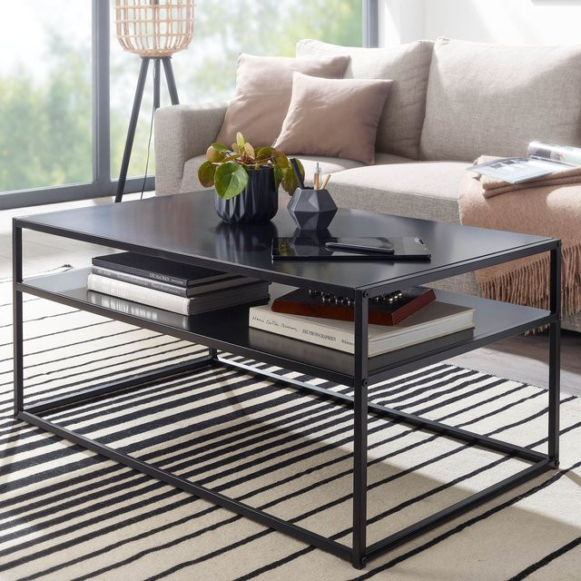 Couchtisch FineBuy im Industrial-Stil aus Metall in Schwarz Matt, B/T/H: 100 x 60 x 45 cm - Bild 1