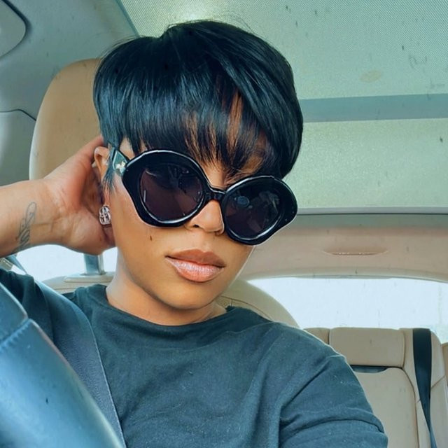 OYM HAIR Pixie-Perücke, Echthaar, mit Pony, Damen - Bild 1