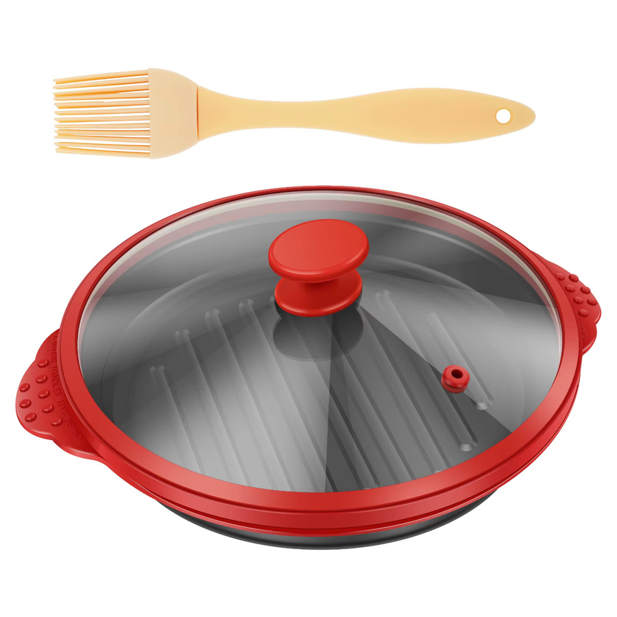 Willstar Mikrowellen-Grillpfanne mit Deckel und Aluminiumbeschichtung in Rot, 800 ml - Bild 7