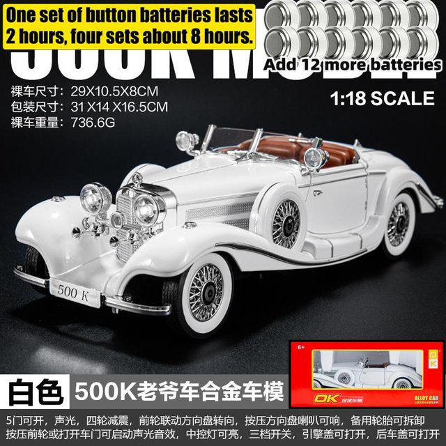Linyi toy car Mercedes Benz 500K Roadster, Modellauto, 1:18, Metall, ab 14 Jahren - Bild 1