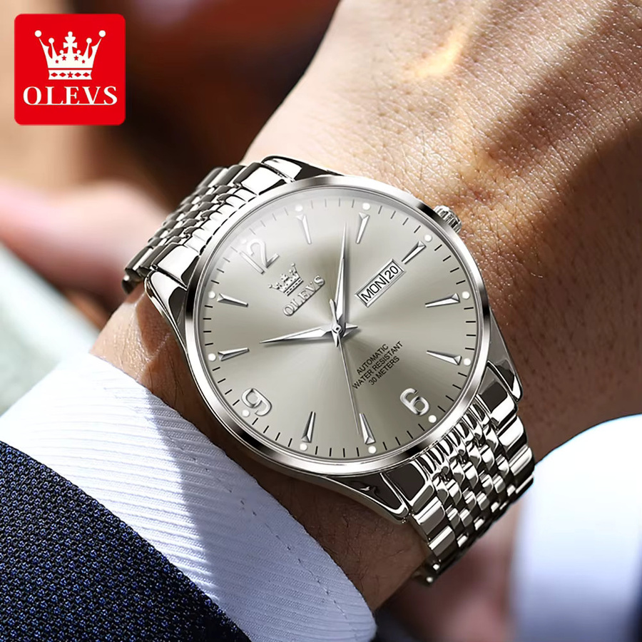 OLEVS Armbanduhr Edelstahl, Automatik, Silber, Herren - Bild 4