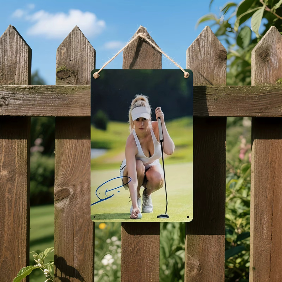 Signiertes Paige Spragens Golf-Poster als Metallschild von CIFBUY, buntes Blech-Wandkunst-Dekor für LPGA-Fans, B/H: 30 x 20 cm - Bild 4