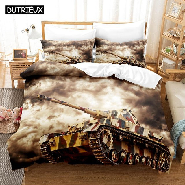 Binchi Outdoor Product 3D Panzer Bettwäscheset mit Kissenbezug, Mehrfarbig, B/H: 260 x 220 cm - Bild 1