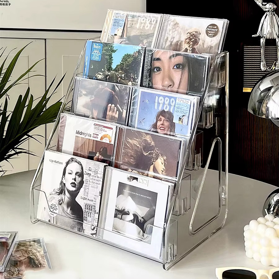Transparentes CD-Rack aus Kunststoff als Aufbewahrungsbox und Präsentationsständer für CDs, Alben und Mini-Discs - Bild 4