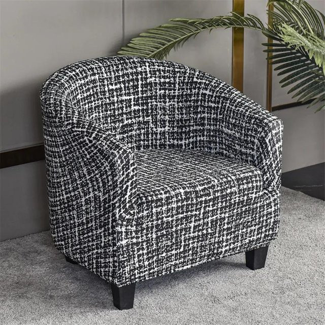 Elastischer Sesselbezug mit geometrischem Muster aus Spandex für Club-Couch und Sessel, Schwarz/Mehrfarbig - Bild 1