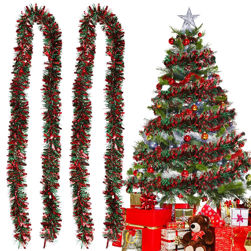 ZQNYCY Weihnachts-Lametta-Girlanden in Rot und Grün, glitzernde Dekoration für Weihnachtsbaum und Neujahrsfeier - Bild 5
