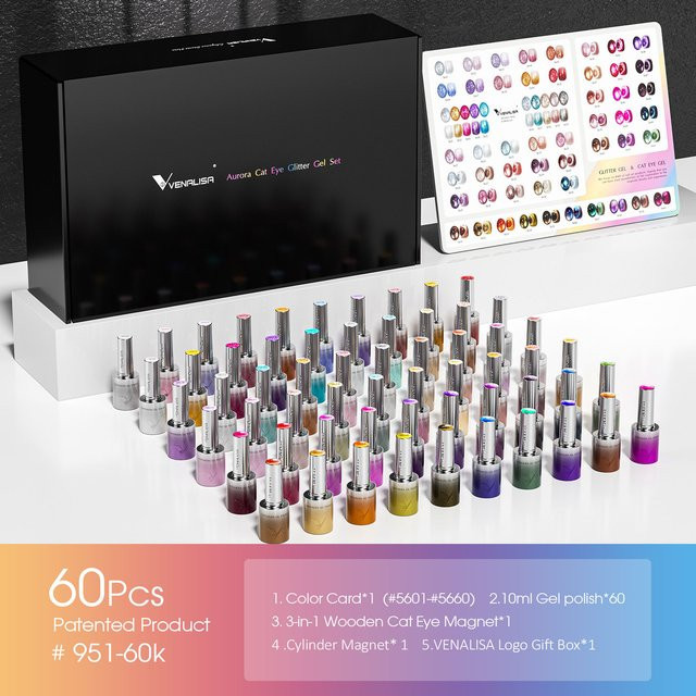 VENALISA Katzenauge Gel-Nagellack Magnetisches Set, Diamant-Glitzer, 10 ml - Bild 1