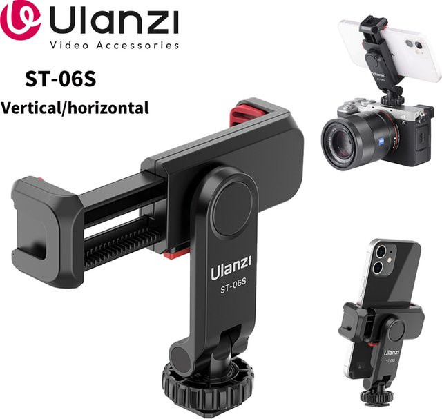Ulanzi ST-06S Universal 360 Grad Handy Clip Halter mit 1/4 Zoll Schraube für Stativ Mount Adapter, Schwarz - Bild 1