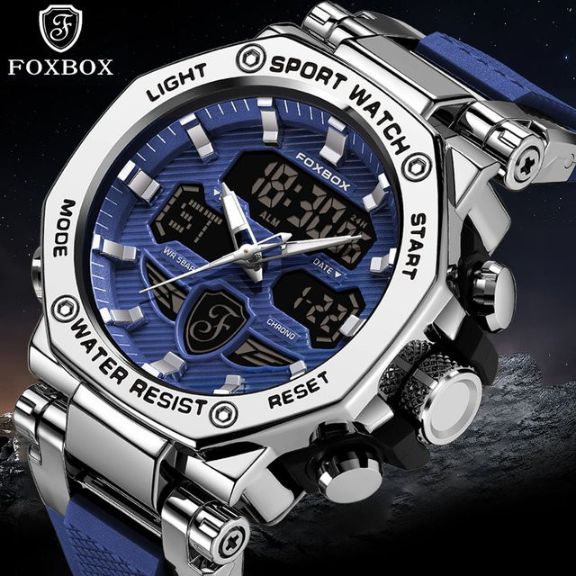 Lige Armbanduhr, Digitaluhr, Quarz, Blau, Silikon, Herren - Bild 1