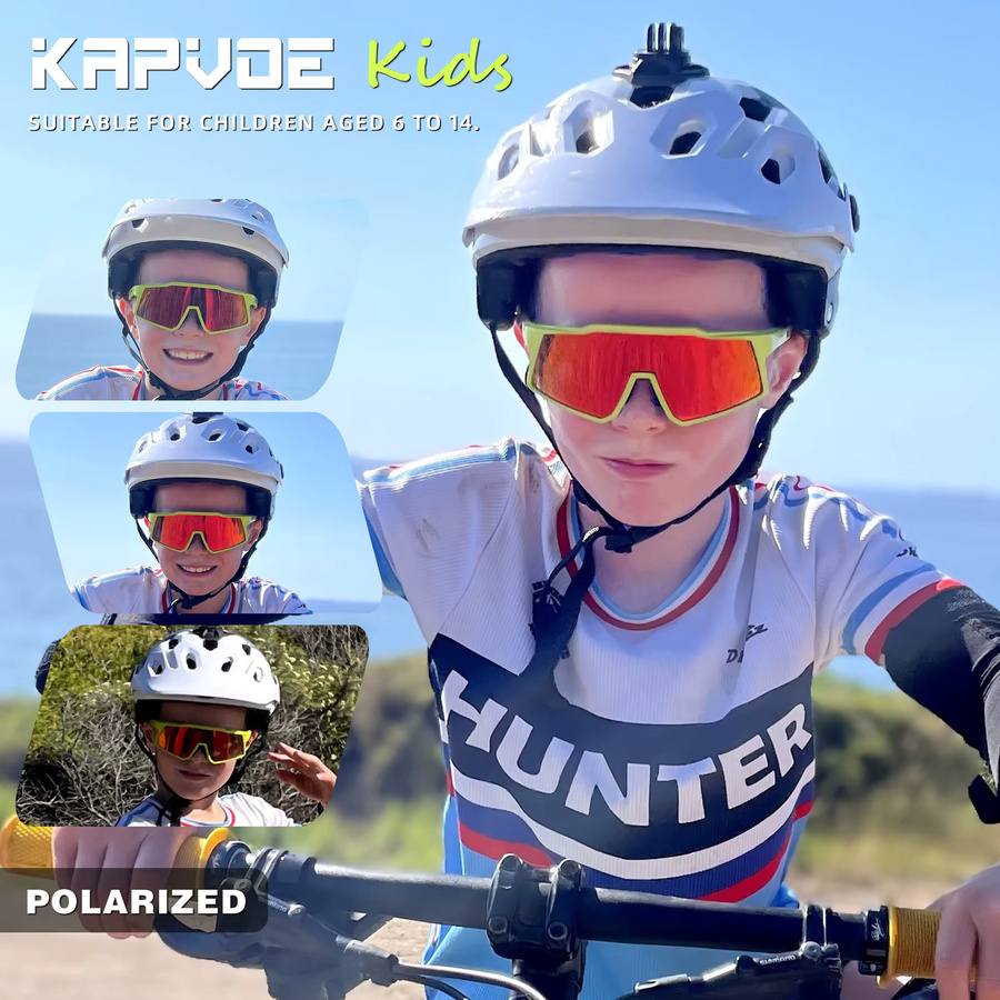Kapvoe Sport-Sonnenbrille für Kinder, Vollrand, Kunststoff, Photochrome, polarisiert - Bild 3