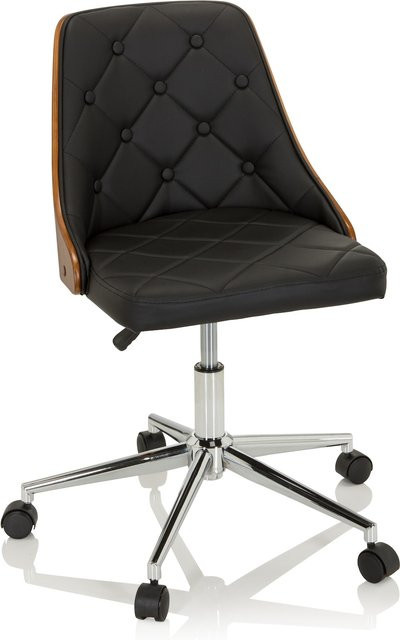 hjh OFFICE Bürostuhl CENCA im Retro-Design aus Teakholz und Kunstleder ohne Armlehnen - Bild 1