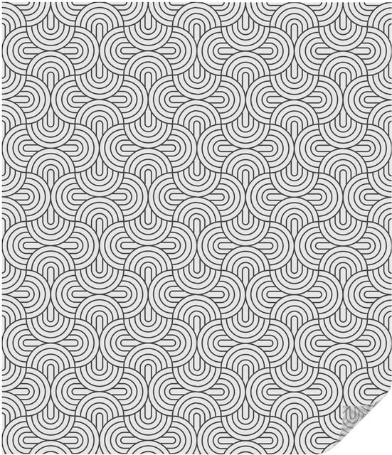 Tulup Fensterfolie mit geometrischem Halbkreis-Muster als Sichtschutz, selbstklebend, Schwarz-Weiß, Breite: 100 cm, Höhe: 116 cm - Bild 1