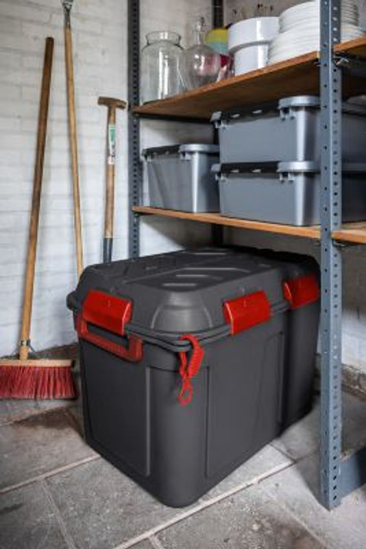 Sunware Q-LINE Aufbewahrungsbox mit Rollen und Griffen, 160l, wasserdicht, anthrazit/rot, B: 54,5 cm, T: 79 cm, H: 54,5 cm - Bild 2