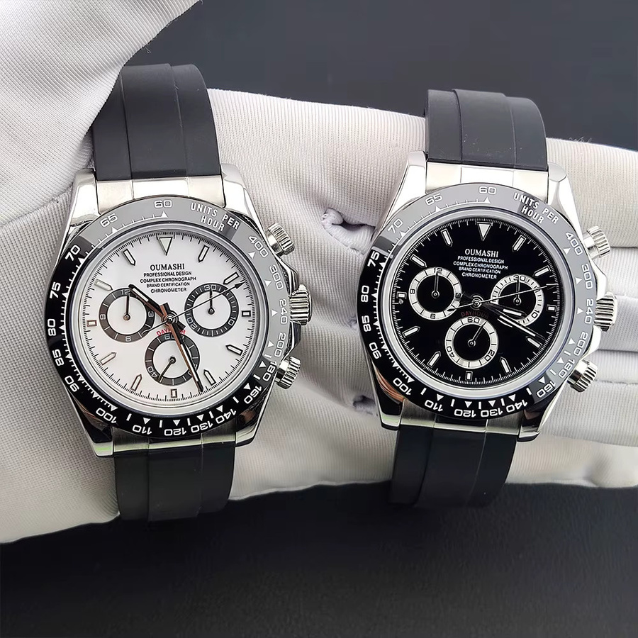 OUMASHI Chronograph, Automatik, Edelstahl, Kautschukarmband, Herren - Bild 2
