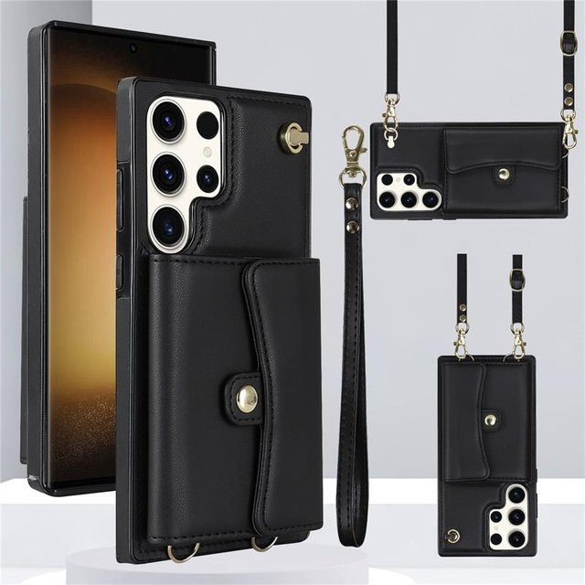 Leder Lanyard Handyhülle mit Geldbörse für Samsung Galaxy A16 A55 A35 A15 A14 A54 A73 A53 A13 A52S A12 A51 A71 Klapptasche Abdeckung - Bild 1