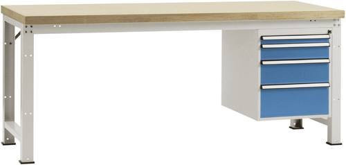 Manuflex Werkbank WP5624.0002 aus Stahl und Holz in Lichtgrau, B/T/H: 200 x 80 x 70 cm - Bild 1