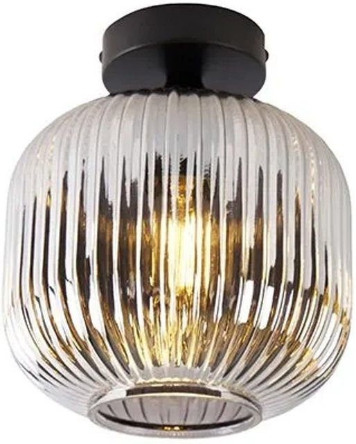 QAZQA Art Deco Deckenleuchte Karel in Schwarz mit Rauchglas und E27 Fassung - Bild 1