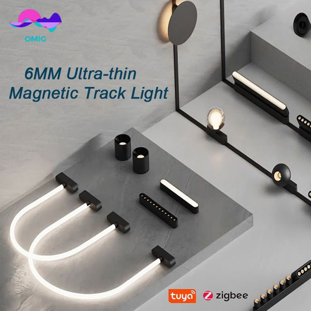 Modernes Ultra Thin Magnetic Track Light für Wohnzimmer, Lineare Aufbauschiene als Magnet-Spotlight, Erhältlich in Weiß oder Schwarz - Bild 1