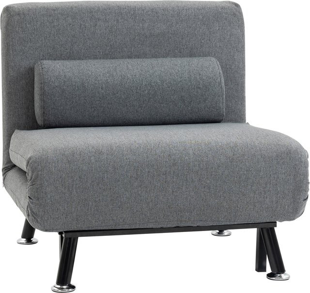 HOMCOM Schlafsessel mit Bettfunktion und verstellbarer Rückenlehne, Grau, B/T/H: 75 x 70 x 75 cm - Bild 1