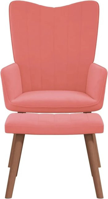 vidaXL Relaxsessel mit Hocker in Rosa aus Samt mit integrierten Armlehnen - Bild 1