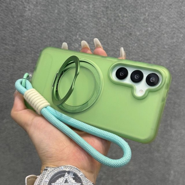 Vyimc Magnetische Ring Standhalterung Hülle für Samsung Galaxy S26 Ultra S25 Ultra S24 Plus mit Handschlaufe, Stoßfeste Abdeckung, Transparent, Pink, Grün - Bild 1