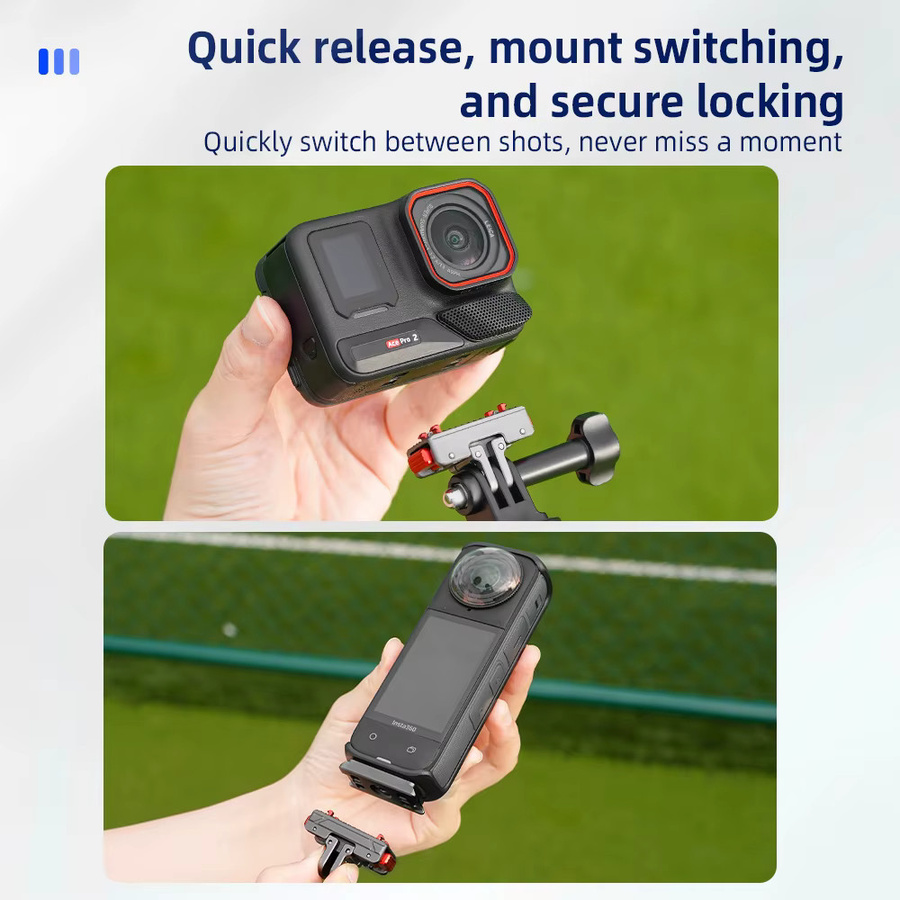 Flymile Metall-Adapterbasis für Insta360 X5, X4 und Ace Pro 2 mit magnetischer Schnellwechselfunktion und Stativ-Adapterhalterung - Bild 4