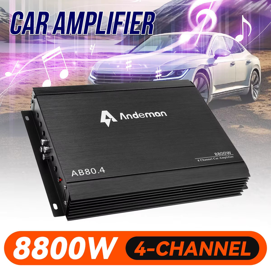 Andeman 4-Kanal 12V Auto-Leistungsverstärker Digital Stereo Surround Passiver Subwoofer Audio Player in Schwarz mit max. 8800W - Bild 2