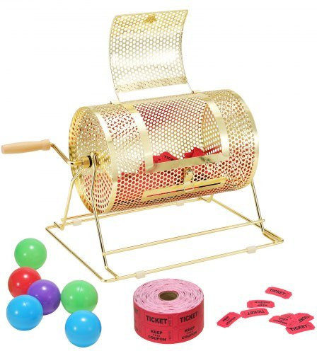 VEVOR Lostrommel Glückskind, professioneller Los-Drehkäfig aus Metall, Golden - Bild 1