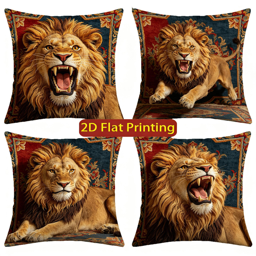 Dekorativer Kissenbezug Vintage Brüllender Löwe von JMG Clothing, Mehrfarbig, B/B: 50 x 50 cm - Bild 5
