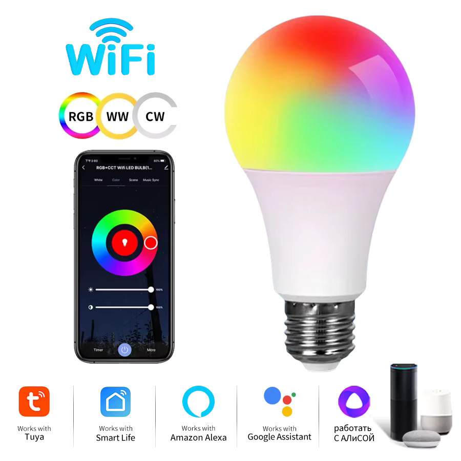Tuya WiFi Smart LED Lampe E27 RGB Multicolour mit App- und Sprachsteuerung für Alexa und Google Assistant - Bild 5