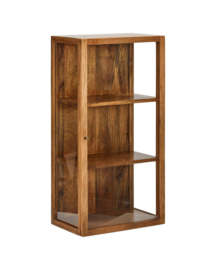House Doctor Hängeschrank Montre aus Mangoholz in Braun mit Glastüren und Regalböden, Breite: 80 cm - Bild 1