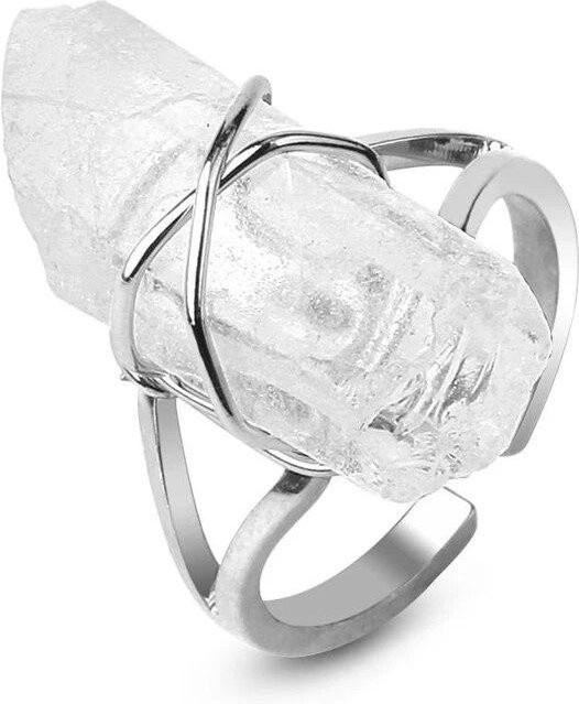 Offener Ring Bergkristall, Edelstahl, Weiß, Damen - Bild 1