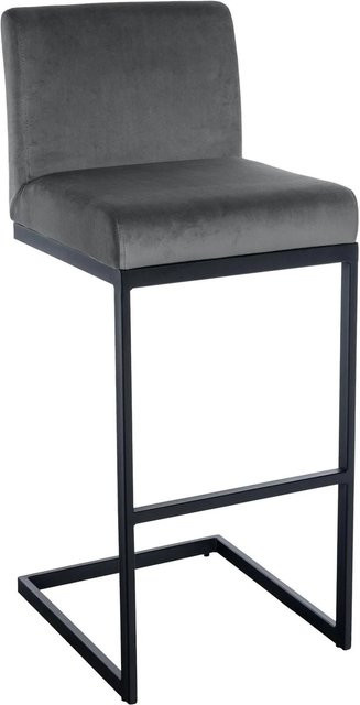 DELUKE Barhocker GANOR Barstuhl mit Lehne aus Samt in Dunkelgrau, B/T/H: 43 x 53 x 104 cm - Bild 1