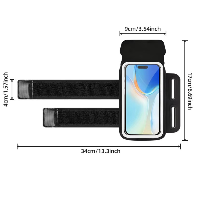 HAISSKY Doppelgürtel-Armbandtasche für iPhone und Xiaomi in Schwarz für Outdoor, Cycling und Workout - Bild 5