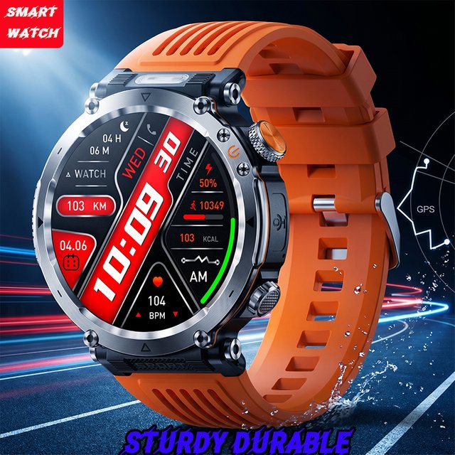 HT30 Smartwatch in Schwarz mit AMOLED Display, GPS, Kompass und 5ATM Wasserdichtigkeit für Outdoor-Sport sowie Herzfrequenzmessung - Bild 1