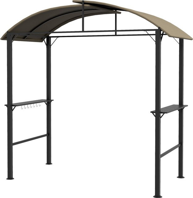 Outsunny BBQ Grillpavillon aus Stahl mit Polyesterdach und Seitenablagen in Khaki, B/T/H: 230 x 110 x 100 cm - Bild 1