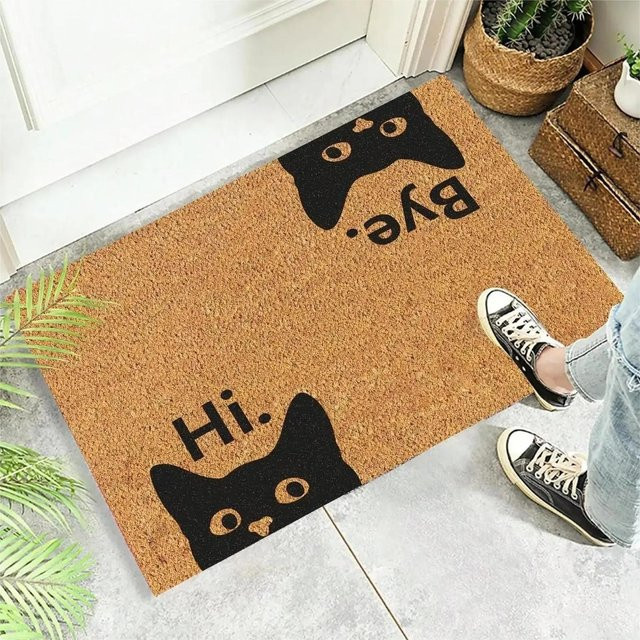 Rutschfeste Bodenmatte mit Katzenmuster von Lodestar, Waschbarer Teppich für Eingangsbereich, Küche oder Badezimmer, Braun, B/T: 50 x 30 cm - Bild 1