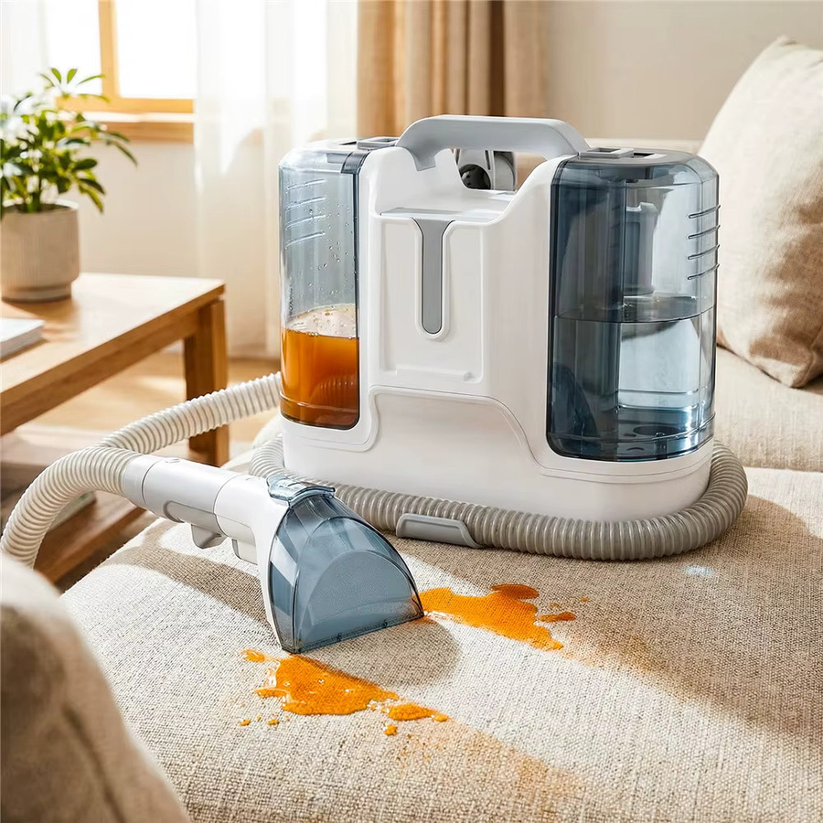 HGTUGO Tragbarer Teppichreiniger 450W 10KPA Multifunktionaler Handstaubsauger in Weiß für Sofa, Teppich und Autositze mit Doppel-Wassertank und Heißwasserfunktion - Bild 2