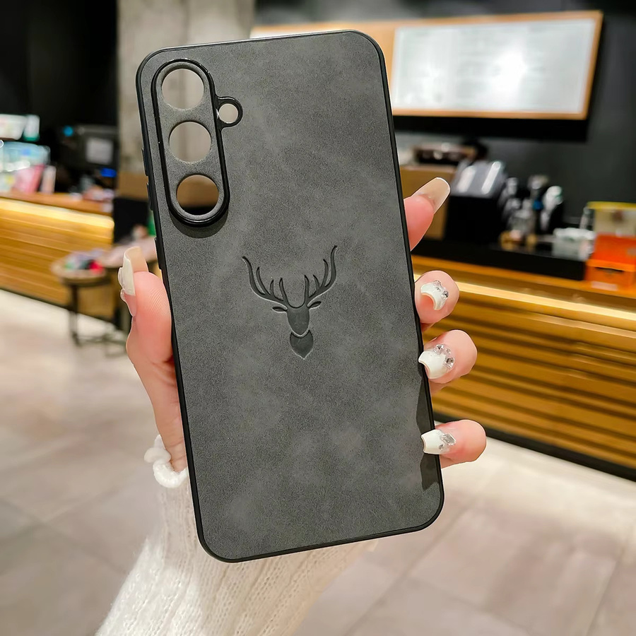 Samsung Handyhülle aus PU-Leder mit Hirsch-Prägung in Blau für Galaxy S25 S24 S23 S22 S21 FE Ultra Plus A56 A36 A26 A16 A55 A54 A53 A52S - Bild 2