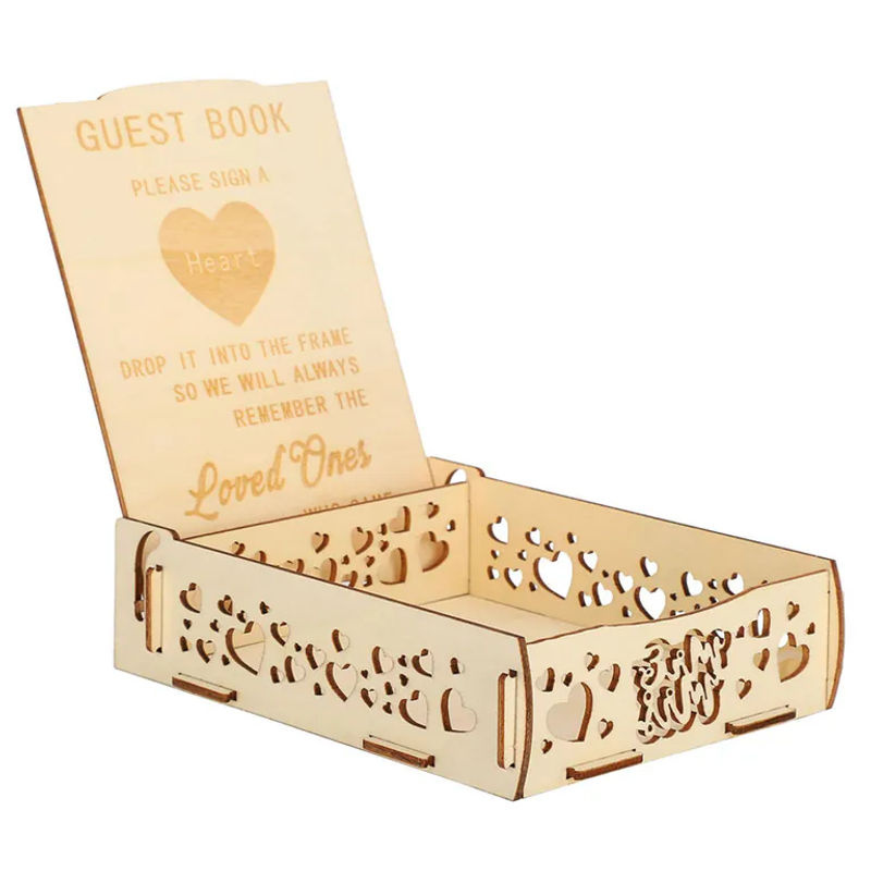 Tooarts Holz Gästebuch Box und Kartenhalter in Braun und Beige für Hochzeit und Geburtstag, Rustikaler Design-Geschenkehalter für romantische Anlässe - Bild 3
