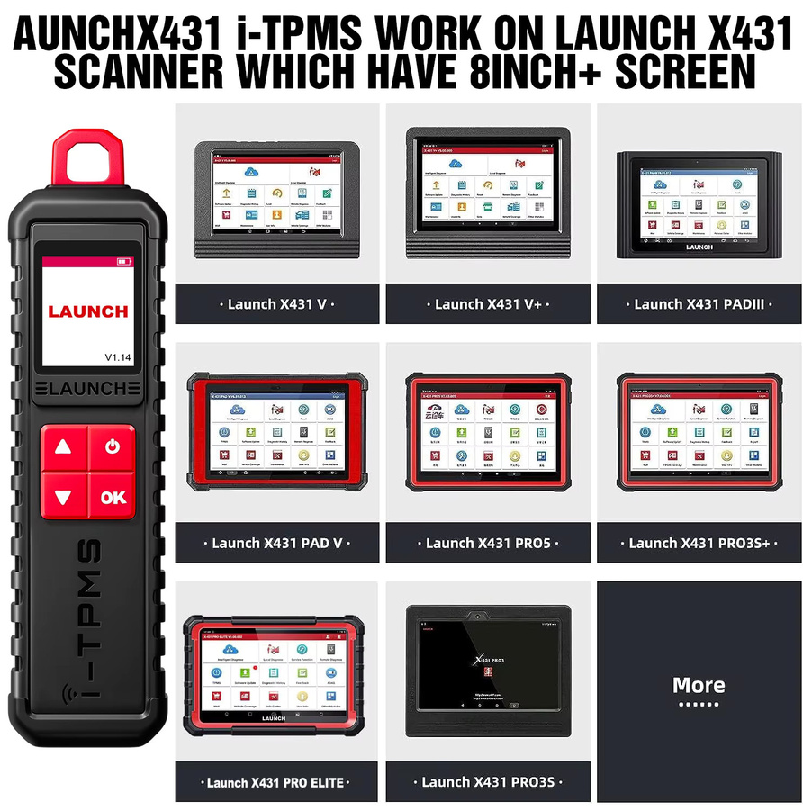 LAUNCH X431 i-TPMS Reifendruck-Diagnosegerät mit aktiver Programmierungsfunktion, 315/433 MHz RF-Sensor, Schwarz - Bild 3