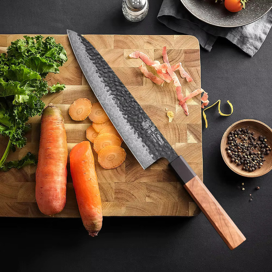 F.YOUNG Japanisches Sashimi-Messer aus 67-lagigem Damaszener Stahl, 20,8 cm, Silber - Bild 2