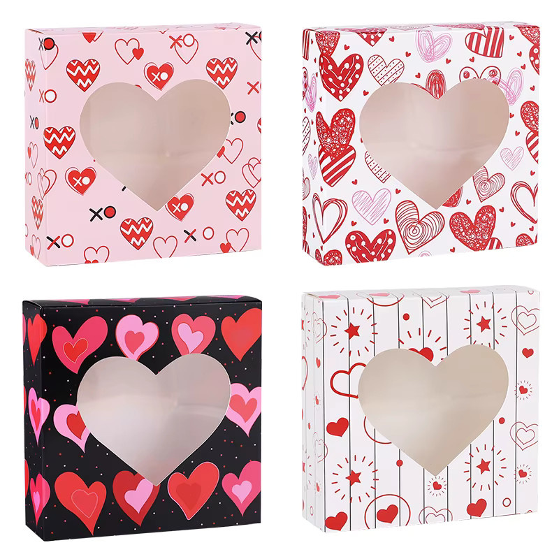 8-teiliges ZQNYCY Geschenkbox-Set aus Papier mit Fenster in Mehrfarbig für Valentinstag, Hochzeit, Geburtstag oder Party - Bild 4